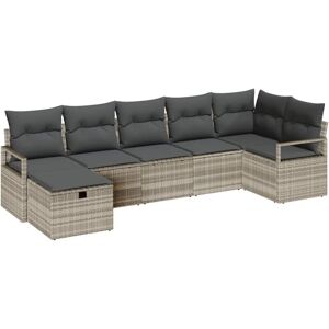 Vidaxl - Garden Sofa Set 7 pcs Light grey 287 x 122 x 85 cm Poly rattan Vidaxl - Garden Sofa Set 7 pcs Light grey 287 x 122 x 85 cm Poly rattan