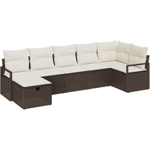 Vidaxl - Garden Sofa Set 7 pcs Brown and cream 287 x 122 x 85 cm Vidaxl - Garden Sofa Set 7 pcs Brown and cream 287 x 122 x 85 cm