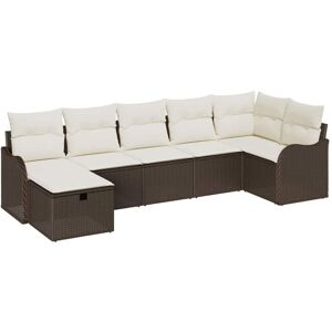 Vidaxl - Garden Sofa Set 7 pcs Brown and cream 287.5 x 122.5 x 85 cm Vidaxl - Garden Sofa Set 7 pcs Brown and cream 287.5 x 122.5 x 85 cm