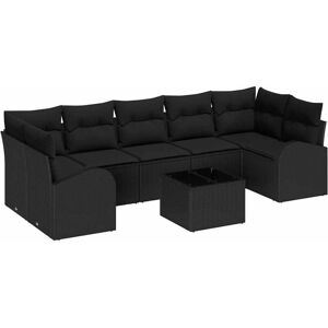 Garden Sofa Set 8 pcs Black Poly Rattan and Steel and Glass vidaXL Garden Sofa Set 8 pcs Black Poly Rattan and Steel and Glass vidaXL