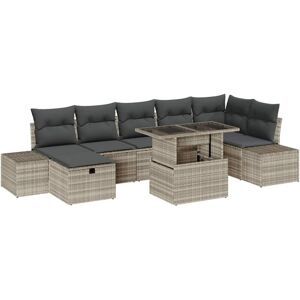 Vidaxl - Garden Sofa Set with Cushion 8 pcs Light grey Poly rattan Vidaxl - Garden Sofa Set with Cushion 8 pcs Light grey Poly rattan