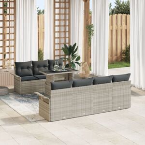 Garden Sofa Set with Cushion 8 pcs Light grey Poly rattan Vidaxl Garden Sofa Set with Cushion 8 pcs Light grey Poly rattan Vidaxl