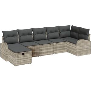 Vidaxl - Garden Sofa Set 7 pcs Light grey 289 x 124 x 85 cm Poly rattan Vidaxl - Garden Sofa Set 7 pcs Light grey 289 x 124 x 85 cm Poly rattan