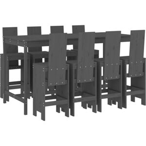 Vidaxl - 9 Piece Garden Bar Set Grey Solid Wood Pine Vidaxl - 9 Piece Garden Bar Set Grey Solid Wood Pine