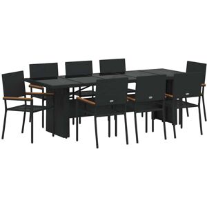 Garden Dining Set 9 pcs Black Poly rattan vidaXL Garden Dining Set 9 pcs Black Poly rattan vidaXL