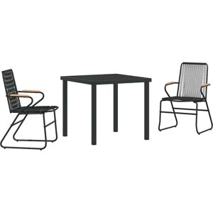 Garden Dining Set 3 pcs Black pvc rattan Vidaxl Garden Dining Set 3 pcs Black pvc rattan Vidaxl