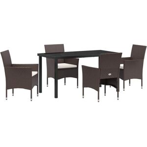 Garden Dining Set with Cushion 5 pcs Brown Poly rattan Vidaxl Garden Dining Set with Cushion 5 pcs Brown Poly rattan Vidaxl