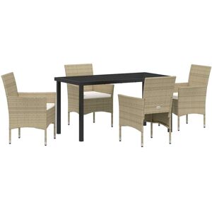 Vidaxl - Garden Dining Set with Cushion 5 pcs Beige Poly rattan Vidaxl - Garden Dining Set with Cushion 5 pcs Beige Poly rattan