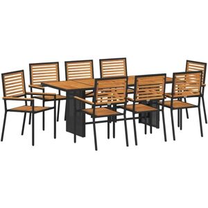 Garden Dining Set 9 pcs Black and Brown Poly Rattan vidaXL Garden Dining Set 9 pcs Black and Brown Poly Rattan vidaXL