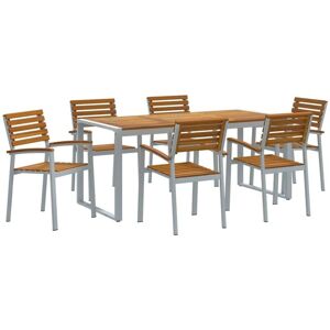 Vidaxl - Garden Dining Set 7 pcs Grey and brown Solid acacia wood Vidaxl - Garden Dining Set 7 pcs Grey and brown Solid acacia wood