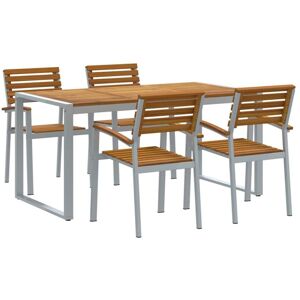 Vidaxl - Garden Dining Set 5 pcs Grey and brown Solid acacia wood Vidaxl - Garden Dining Set 5 pcs Grey and brown Solid acacia wood