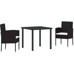 Garden Dining Set with Cushion 3 pcs Black Poly rattan Vidaxl Garden Dining Set with Cushion 3 pcs Black Poly rattan Vidaxl