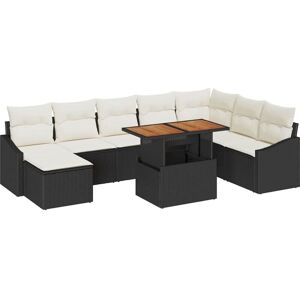 Garden Dining Set with Cushion 9 pcs Black, Cream Vidaxl Garden Dining Set with Cushion 9 pcs Black, Cream Vidaxl