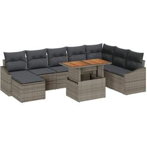 Garden Dining Set with Cushion 9 pcs Grey, Brown Vidaxl Garden Dining Set with Cushion 9 pcs Grey, Brown Vidaxl