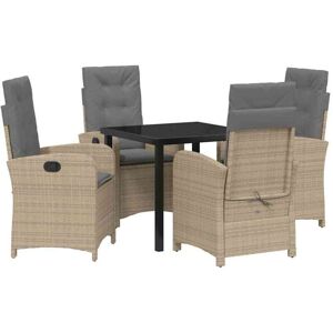 Garden Dining Set 5 pcs Beige Poly Rattan vidaXL Garden Dining Set 5 pcs Beige Poly Rattan vidaXL