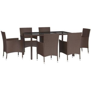 7 Piece Garden Dining Set with Cushions Brown Poly Rattan Vidaxl 7 Piece Garden Dining Set with Cushions Brown Poly Rattan Vidaxl