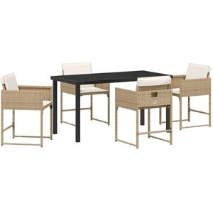 Garden Dining Set with Cushion Folding 5 pcs Beige Poly rattan Vidaxl Garden Dining Set with Cushion Folding 5 pcs Beige Poly rattan Vidaxl