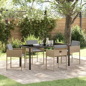 Garden Dining Set with Cushion Folding 5 pcs Beige Poly rattan Vidaxl Garden Dining Set with Cushion Folding 5 pcs Beige Poly rattan Vidaxl