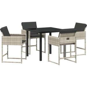 Vidaxl - Garden Dining Set with Cushion 5 pcs Light grey Poly rattan Vidaxl - Garden Dining Set with Cushion 5 pcs Light grey Poly rattan