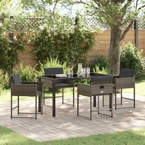 Garden Dining Set with Cushion Folding 5 pcs Grey Poly rattan Vidaxl Garden Dining Set with Cushion Folding 5 pcs Grey Poly rattan Vidaxl