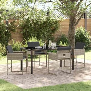 Garden Dining Set with Cushion 5 pcs Light grey Poly rattan Vidaxl Garden Dining Set with Cushion 5 pcs Light grey Poly rattan Vidaxl