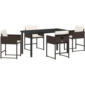 Garden Dining Set with Cushion Folding 5 pcs Brown Poly rattan Vidaxl Garden Dining Set with Cushion Folding 5 pcs Brown Poly rattan Vidaxl