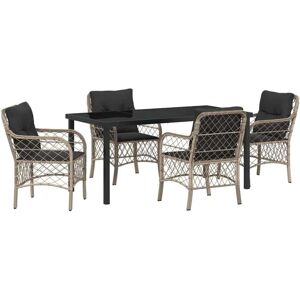 Vidaxl - Garden Dining Set with Cushion 5 pcs Light grey Poly rattan Vidaxl - Garden Dining Set with Cushion 5 pcs Light grey Poly rattan