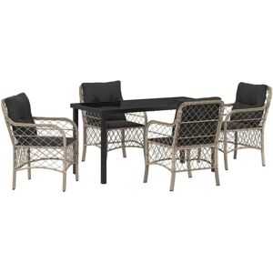Vidaxl - Garden Dining Set with Cushion 5 pcs Light grey Poly rattan Vidaxl - Garden Dining Set with Cushion 5 pcs Light grey Poly rattan