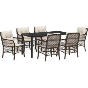 Garden Dining Set with Cushion 7 pcs Brown Poly rattan Vidaxl Garden Dining Set with Cushion 7 pcs Brown Poly rattan Vidaxl
