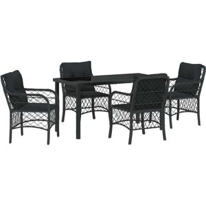 Vidaxl - Garden Dining Set with Cushion 5 pcs Black Poly rattan Vidaxl - Garden Dining Set with Cushion 5 pcs Black Poly rattan