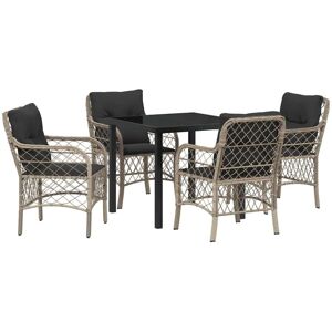 Vidaxl - Garden Dining Set with Cushion 5 pcs Light grey Poly rattan Vidaxl - Garden Dining Set with Cushion 5 pcs Light grey Poly rattan