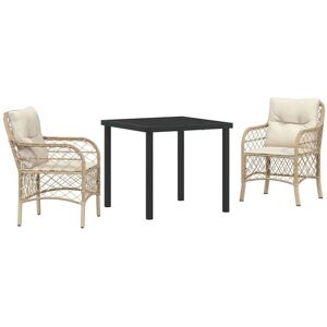 Garden Dining Set with Cushion 3 pcs Beige Poly rattan Vidaxl Garden Dining Set with Cushion 3 pcs Beige Poly rattan Vidaxl