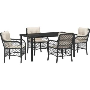 Vidaxl - Garden Dining Set with Cushion 5 pcs Black Poly rattan Vidaxl - Garden Dining Set with Cushion 5 pcs Black Poly rattan