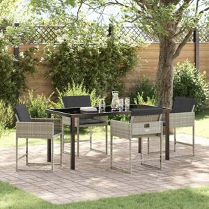 Garden Dining Set 5 pcs Light Grey Poly Rattan vidaXL Garden Dining Set 5 pcs Light Grey Poly Rattan vidaXL