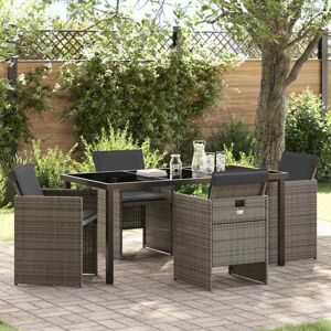 Garden Dining Set 5 pcs Grey Poly Rattan vidaXL Garden Dining Set 5 pcs Grey Poly Rattan vidaXL