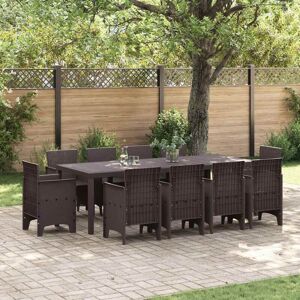 Garden Dining Set 11 pcs Brown Polt rattan Vidaxl Garden Dining Set 11 pcs Brown Polt rattan Vidaxl