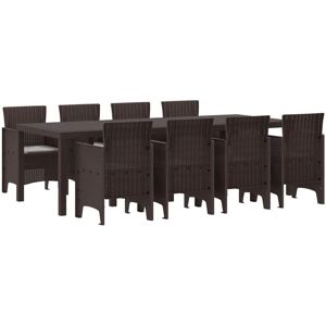 Garden Dining Set 9 pcs Brown Polt rattan Vidaxl Garden Dining Set 9 pcs Brown Polt rattan Vidaxl