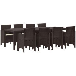 Garden Dining Set 9 pcs Brown Polt rattan Vidaxl Garden Dining Set 9 pcs Brown Polt rattan Vidaxl