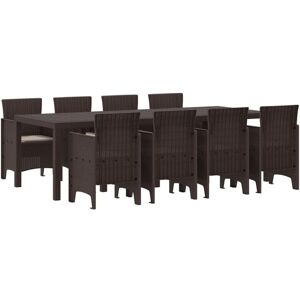 Garden Dining Set 9 pcs Brown Polt rattan Vidaxl Garden Dining Set 9 pcs Brown Polt rattan Vidaxl