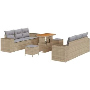Garden Sofa Set 9 pcs Beige and Light Grey Poly Rattan vidaXL Garden Sofa Set 9 pcs Beige and Light Grey Poly Rattan vidaXL