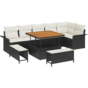 Vidaxl - Garden Sofa Set Height-Adjustable 9 pcs Black Poly Rattan Vidaxl - Garden Sofa Set Height-Adjustable 9 pcs Black Poly Rattan