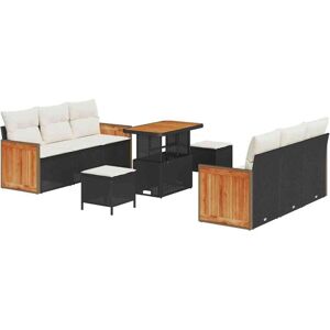 Garden Sofa Set with Cushion Manual 9 pcs Black and cream vidaXL Garden Sofa Set with Cushion Manual 9 pcs Black and cream vidaXL