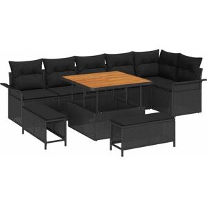 Vidaxl - Garden Sofa Set Height-Adjustable 9 pcs Black Poly Rattan Vidaxl - Garden Sofa Set Height-Adjustable 9 pcs Black Poly Rattan