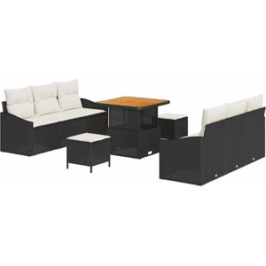 Vidaxl - Garden Sofa Set with Cushion 9 pcs Black, Cream 80 x 80 x 71 cm Vidaxl - Garden Sofa Set with Cushion 9 pcs Black, Cream 80 x 80 x 71 cm