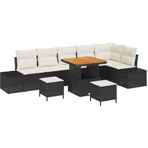 Vidaxl - Garden Sofa Set with Cushion 9 pcs Black, Cream 80 x 80 x 71 cm Vidaxl - Garden Sofa Set with Cushion 9 pcs Black, Cream 80 x 80 x 71 cm