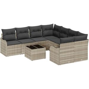 Vidaxl - Garden Sofa Set 9 pcs Light Grey, Dark Grey 55 x 55 x 37 cm Vidaxl - Garden Sofa Set 9 pcs Light Grey, Dark Grey 55 x 55 x 37 cm