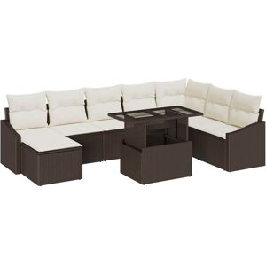 Vidaxl - Garden Sofa Set with Cushion with Storage 9 pcs Brown, Cream Vidaxl - Garden Sofa Set with Cushion with Storage 9 pcs Brown, Cream