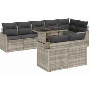 Vidaxl - Garden Sofa Set 9 pcs Light grey 100 x 55 x 73 cm Poly rattan Vidaxl - Garden Sofa Set 9 pcs Light grey 100 x 55 x 73 cm Poly rattan