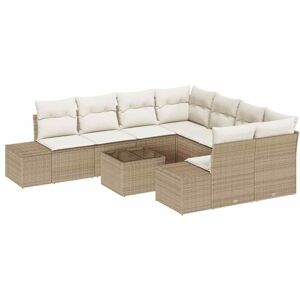Garden Sofa Set with Cushion 9 pcs Beige and Cream Poly Rattan vidaXL Garden Sofa Set with Cushion 9 pcs Beige and Cream Poly Rattan vidaXL