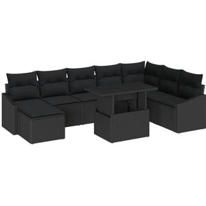 Vidaxl - Garden Sofa Set 9 pcs Black Poly rattan, powder-coated steel Vidaxl - Garden Sofa Set 9 pcs Black Poly rattan, powder-coated steel